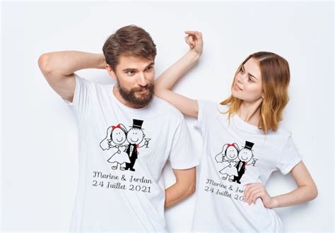 tee shirt mariage couple|WEDDING couple t.